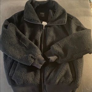 Black oversized Sherpa jacket.